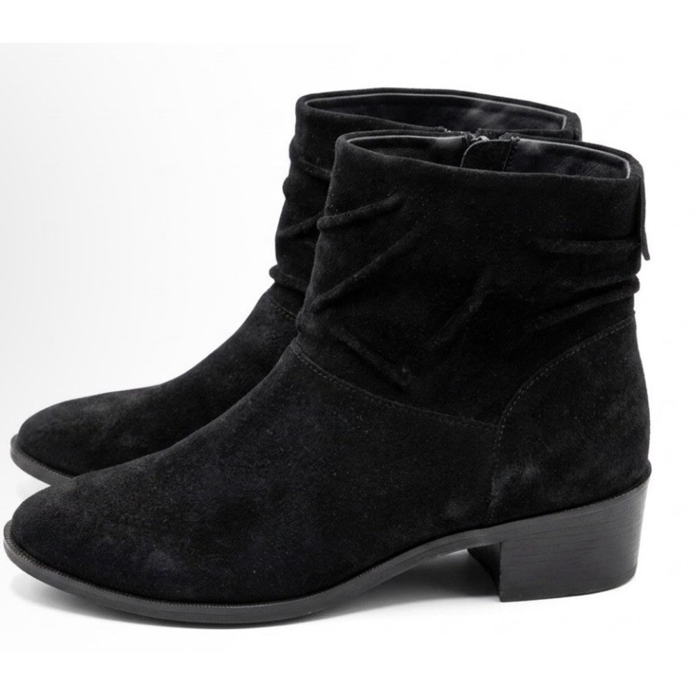 Cole Haan Maple Ankle Boots Womens 5.5 Black Suede Slouchy Booties Zip Up Shoes